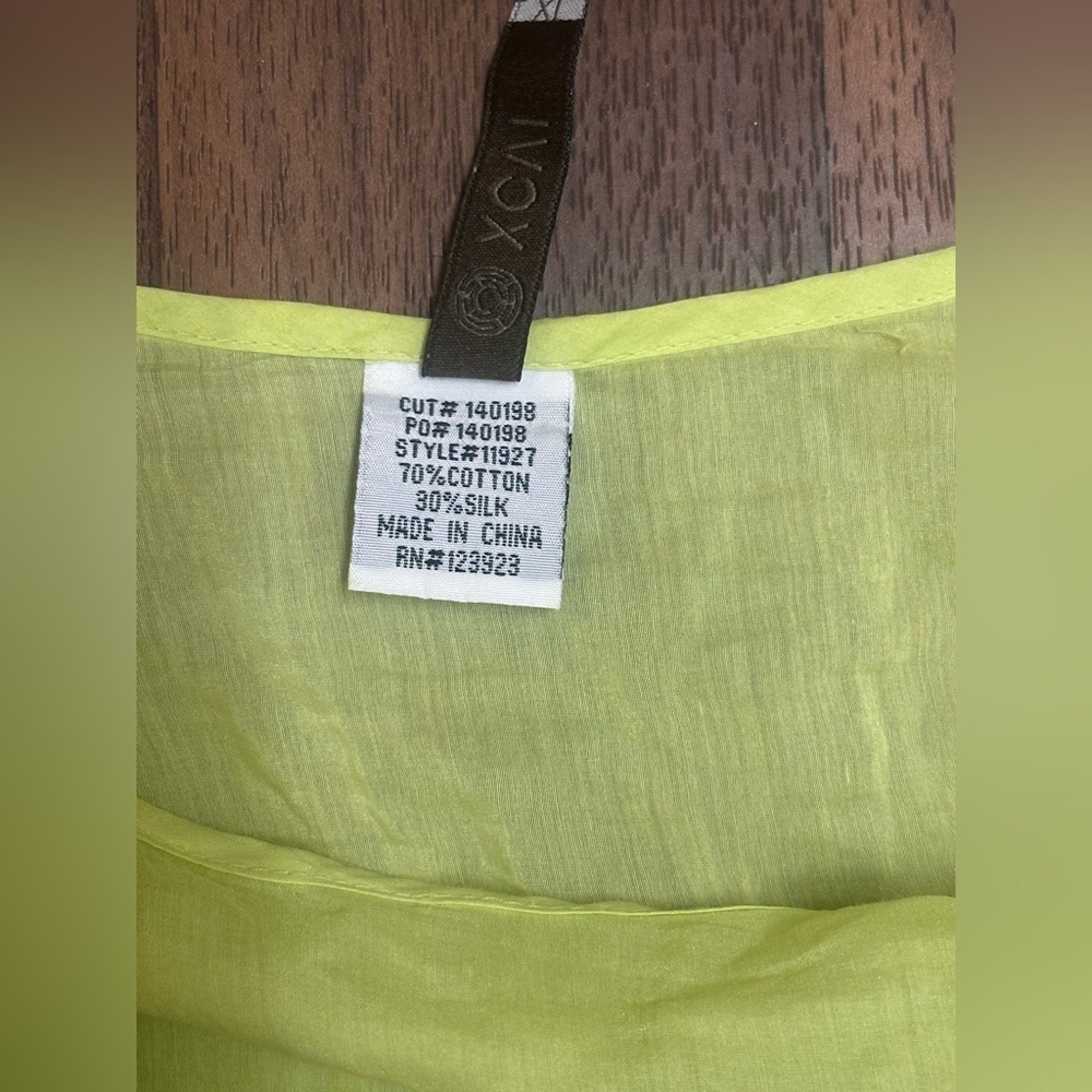 XCVI Yellow Green Boxy Embellished Blouse - Picture 5 of 10